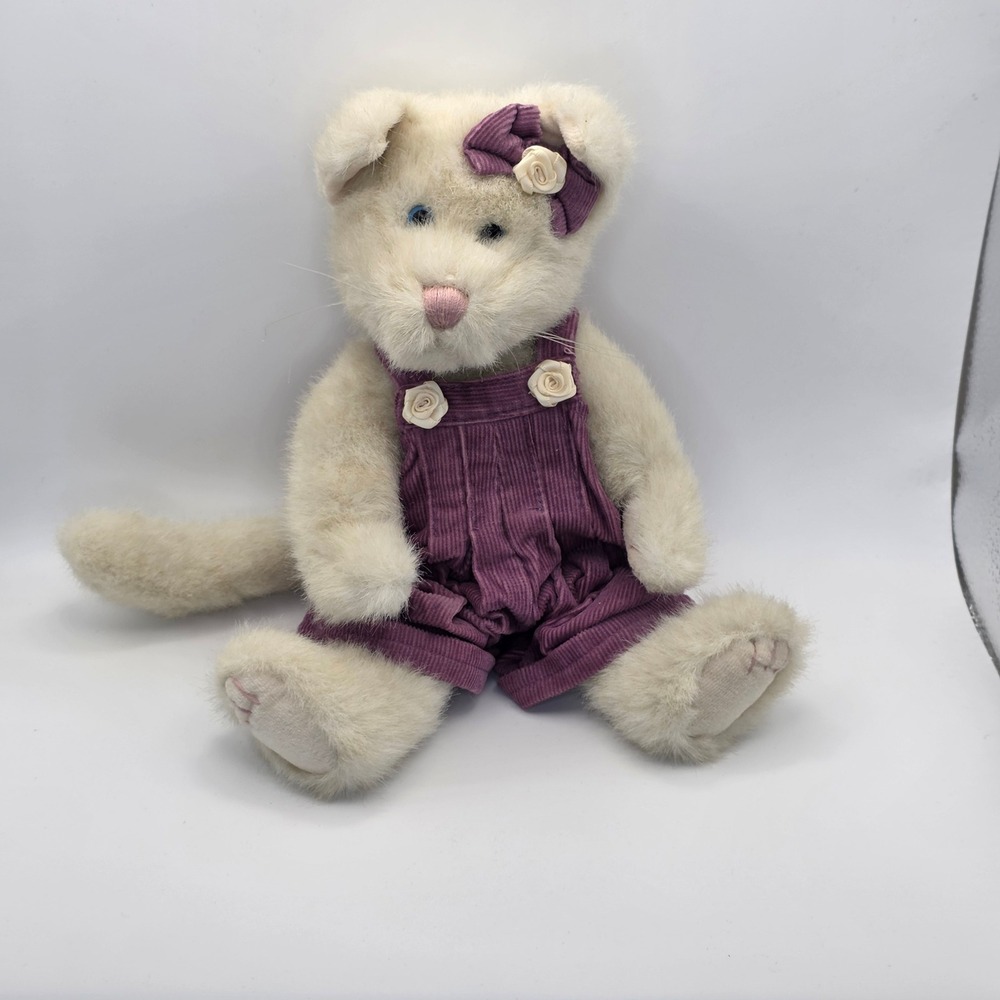 Boyds Bears Collection Purple Corduroy Overalls 12" Kitty Kattelina Purrsley